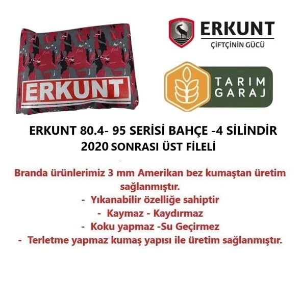 Erkunt 80.4-95 Bahçe Serisi Traktör Kılıfı Branda 2020 Sonrası-Üst Fileli - Resim 5