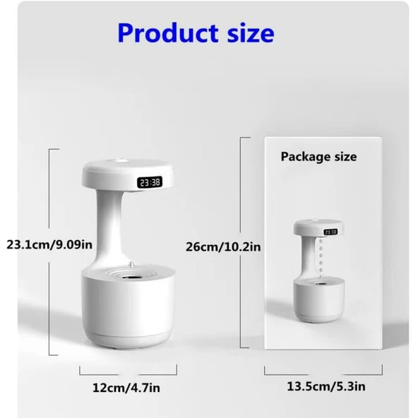 Ozmik Anti Yerçekimi Nemlendirici Su Damlası Geri Akışı Sessiz Masa Üstü Dekorasyonu Yoğun Sis - Resim 6