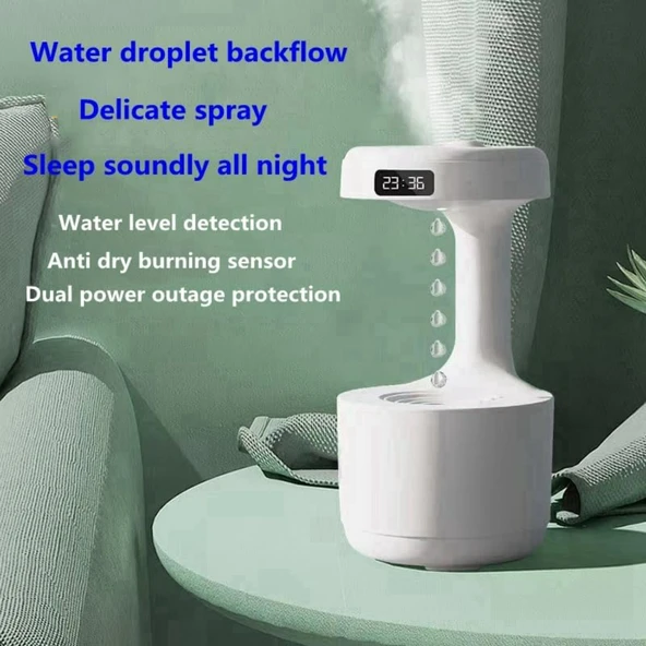 Ozmik Anti Yerçekimi Nemlendirici Su Damlası Geri Akışı Sessiz Masa Üstü Dekorasyonu Yoğun Sis - Resim 3