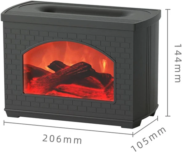 Ozmik Fityle Hava Nemlendirici Simülasyon Alev 270 Ml Dekoratif Otomatik Kapanma Taşınabilir Siyah - 6