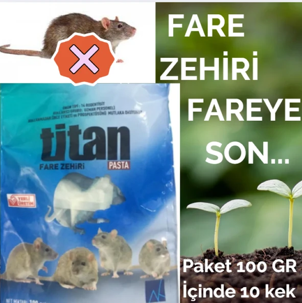 FARE SIÇAN PASTASI FARE İLACI FARE ZEHİRİ 1 PAKET 100GR 1 PAKET İÇİ 10 KEK ürün görseli