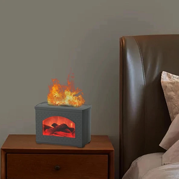 Ozmik Fityle Hava Nemlendirici Simülasyon Alev 270 Ml Dekoratif Otomatik Kapanma Taşınabilir Siyah - 4