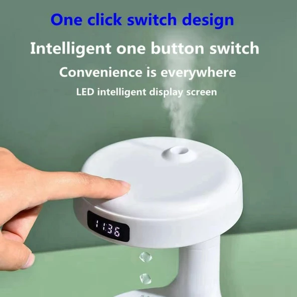 Ozmik Anti Yerçekimi Nemlendirici Su Damlası Geri Akışı Sessiz Masa Üstü Dekorasyonu Yoğun Sis - Resim 2