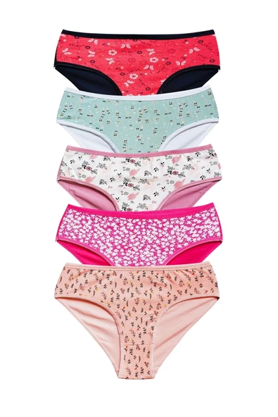 Pamuklu Geniş Kenarlı Likralı Desenli Bato Kadın Külot 5'li Paket Set 2 ürün görseli