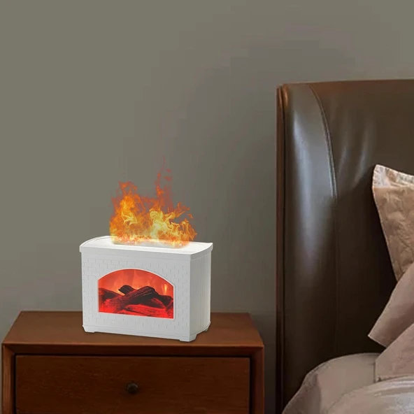 Ozmik Fityle Hava Nemlendirici Simülasyon Alev 270 Ml Dekoratif Otomatik Kapanma Taşınabilir Beyaz - 3