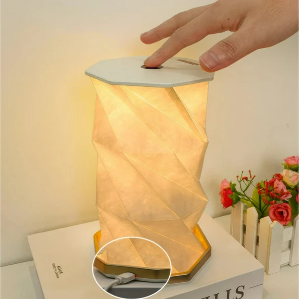 Ozmik Dönen Kitap Işığı ABS Ahşap ve Kağıt Lamba Taşınabilir USB Şarj Edilebilir ürün görseli