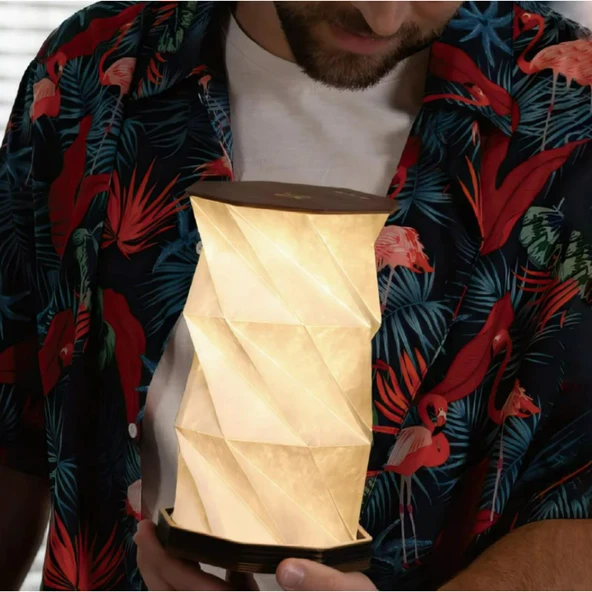 Ozmik Dönen Kitap Işığı ABS Ahşap ve Kağıt Lamba Taşınabilir USB Şarj Edilebilir - Resim 4