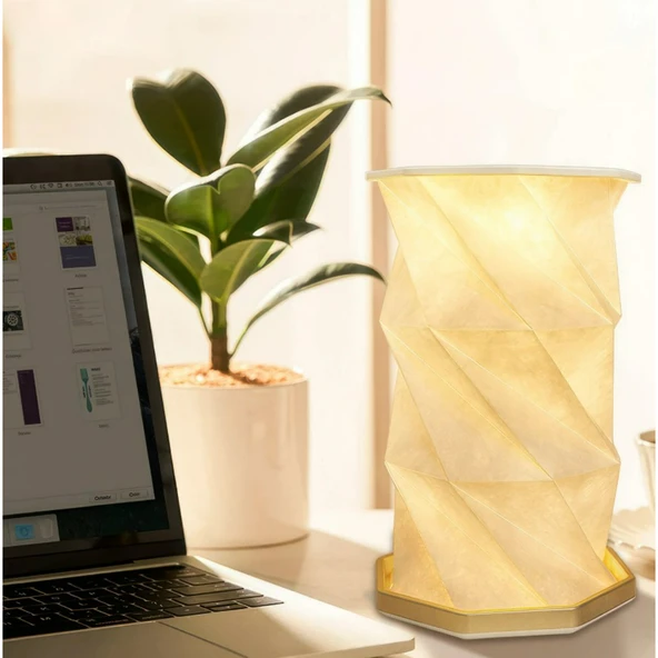 Ozmik Dönen Kitap Işığı ABS Ahşap ve Kağıt Lamba Taşınabilir USB Şarj Edilebilir - Resim 2