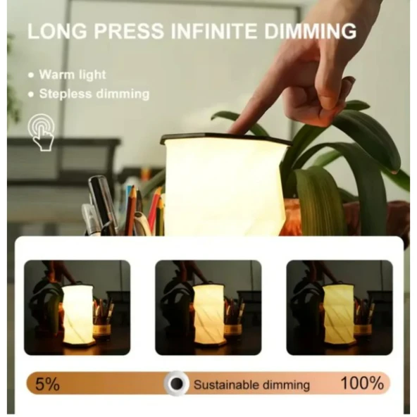 Ozmik Dönen Kitap Işığı ABS Ahşap ve Kağıt Lamba Taşınabilir USB Şarj Edilebilir - Resim 5