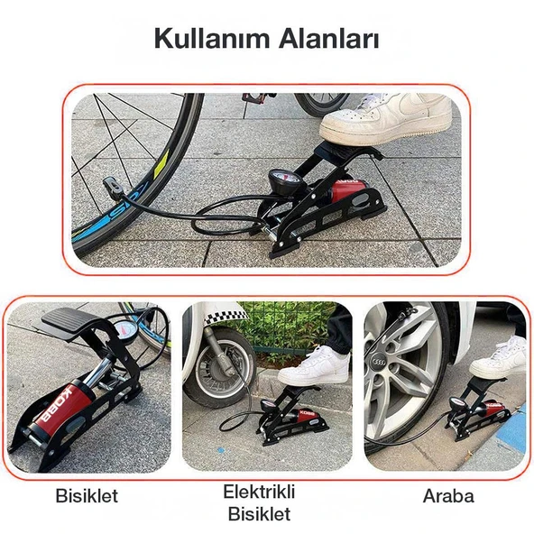 KOBB KB0901 87PSI Analog Basınç Göstergeli Ayak Pompası - 5