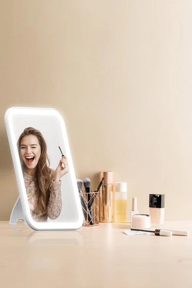 PBS510 Şarjlı Ledli Makyaj Aynası Beyaz - 2