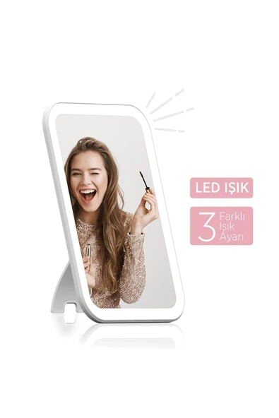 PBS510 Şarjlı Ledli Makyaj Aynası Beyaz - 3