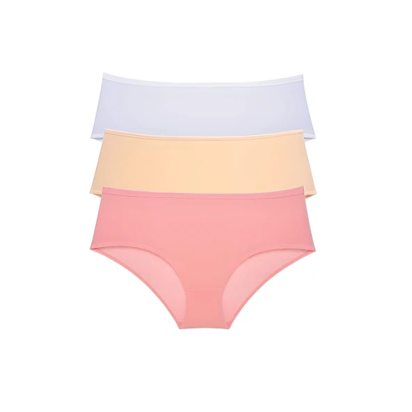 3 Adet Kadın Yüksek Bel Bato Külot Ten Krem Pudra ürün görseli