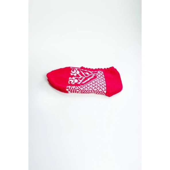 2 Çift El Örgüsü Kışlık Şık Kadın Yün Patik Set 12 - Resim 3