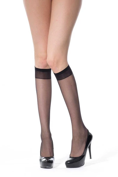 24 Adet İnce Dizaltı Çorap 20 denye 500 Siyah - Resim 3