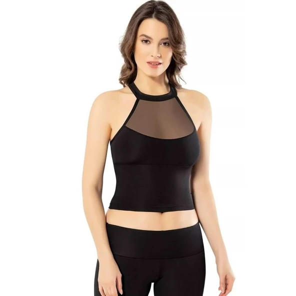 Pedli Dalgıç Modelli Krop Kadın Büstiyer Siyah ürün görseli