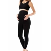 Kadın Siyah Penye Uzun Hamile Tayt - 3273A - Resim 2