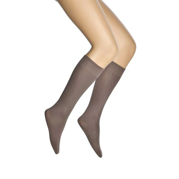 12 Adet Mikro 70 Dizaltı Kadın Çorap Vizon 86 - Resim 2