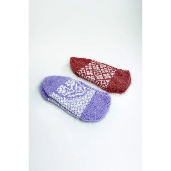 2 Çift El Örgüsü Kışlık Şık Kadın Yün Patik Set 3 ürün görseli