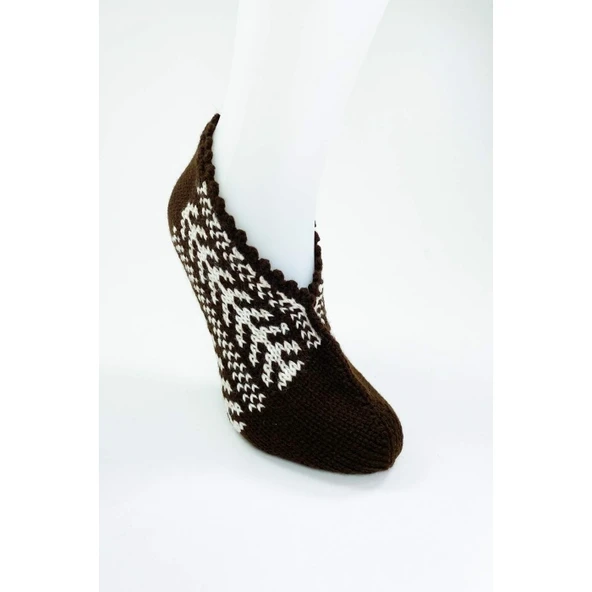 El Örgüsü Kışlık Şık Kadın Yün Patik D8 ürün görseli