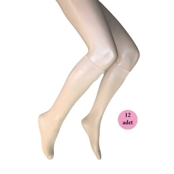 12 Adet Parlak Dizaltı Kadın Çorap 15 Denye Ten 57 ürün görseli