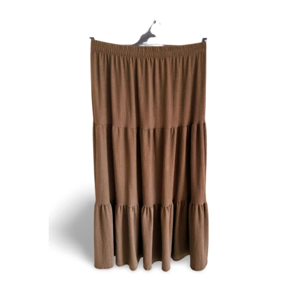 Beli Lastikli Bürümcek Kumaş Etek Anne Eteği Uzun Namaz Eteği Koyu Yeşil 44-52 beden ürün görseli 1