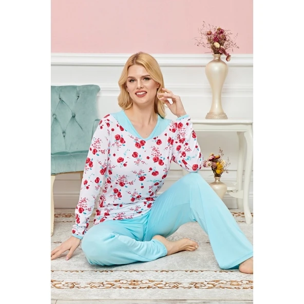 Bayan Uzun Kollu Pijama Takımı Model no 7579 - 1