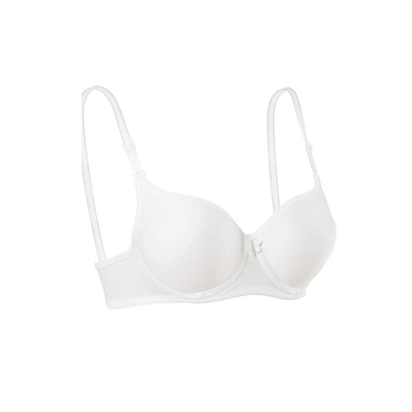 Destekli Slikonlu Düz Sütyen Beyaz ürün görseli 1
