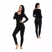 Kota Kadın Kışlık Termal Sıcak Tutan Tayt ve Fanila Takım 2'li Set Siyah - Resim 2