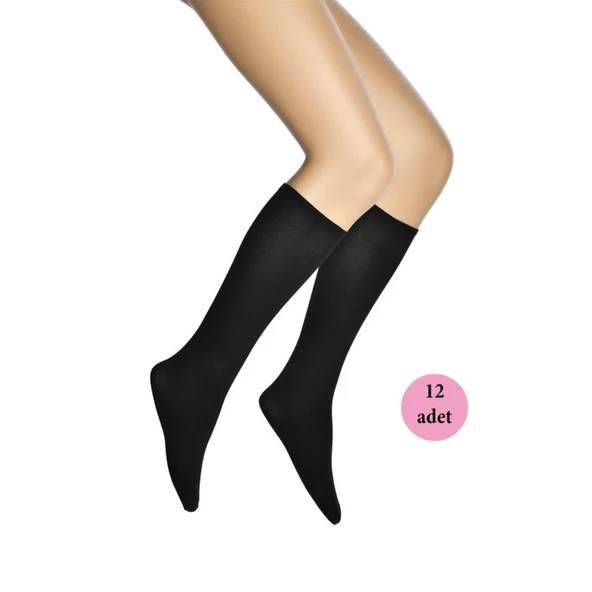 12 Adet Mikro 70 Dizaltı Kadın Çorap Siyah 500 ürün görseli