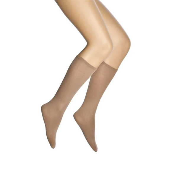 12 Adet Mikro 70 Dizaltı Kadın Çorap Bronz 38 - Resim 2