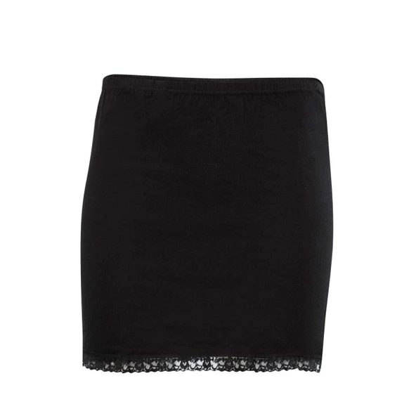 Kadın Dantel Detaylı Mini Jüpon Etek Astarı Siyah - 3001A - Resim 2