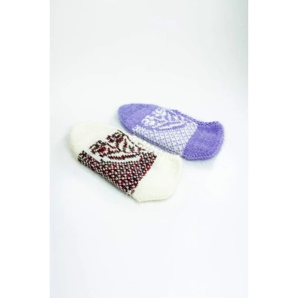 2 Çift El Örgüsü Kışlık Şık Kadın Yün Patik Set 1 ürün görseli