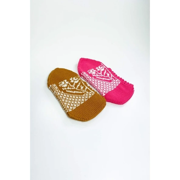 2 Çift El Örgüsü Kışlık Şık Kadın Yün Patik Set 7 ürün görseli