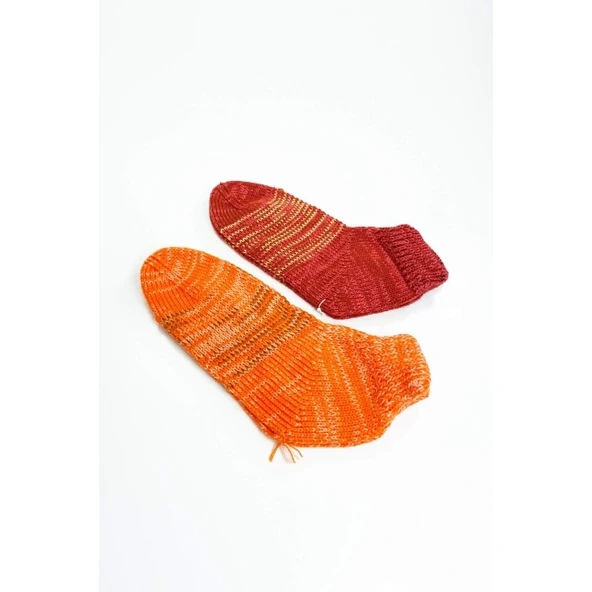 2 Çift El Örgüsü Kışlık Şık Kadın Yün Patik Set 15 ürün görseli