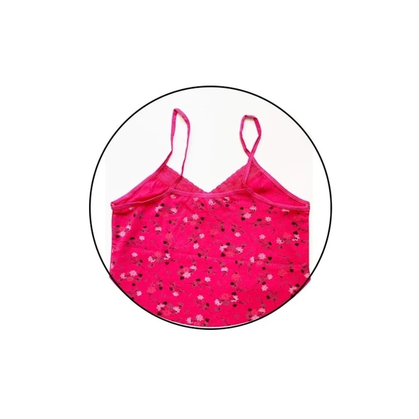 5 Adet Kadın Askılı Desenli Atlet Dantelli Empirme Pamuklu Penye D1-5 - Resim 5