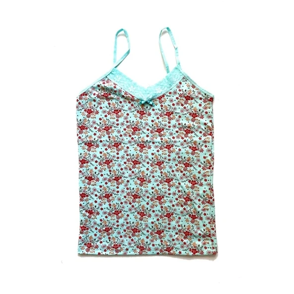 Kadın Askılı Desenli Atlet Dantelli Empirme Pamuklu Penye D5 ürün görseli