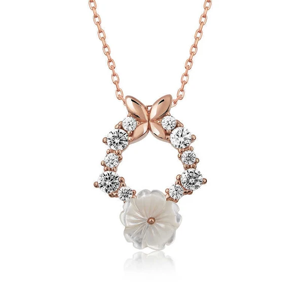 Gümüş Rose Bahar Çiçeği Kolye ürün görseli 1