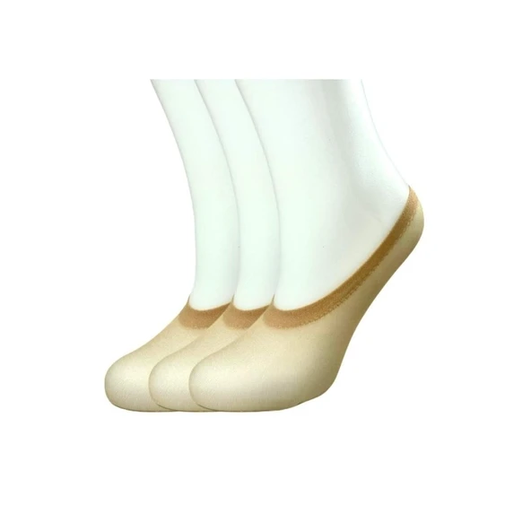 Düşük Kesim Dikişsiz Kaçmaya Dayanıklı Ten Transparan Babet Çorabı 36-41 [ 3 Çift ] - Resim 5