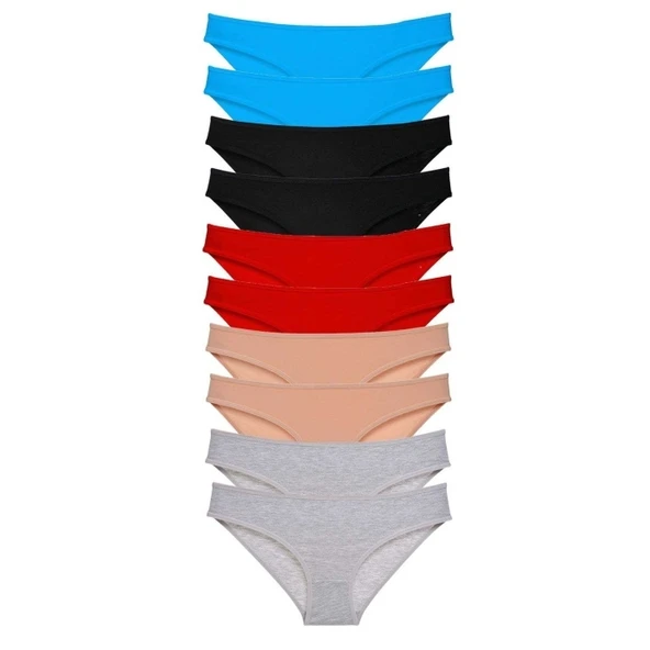 10 adet Süper Eko Set Likralı Kadın Slip Fuşya Mavi ürün görseli