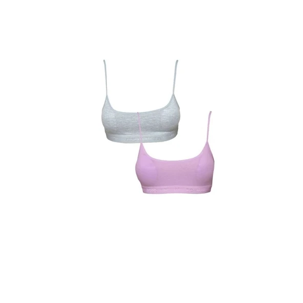 Pedli İp Askılı Gri ve Pembe Büstiyer 2 adet ürün görseli