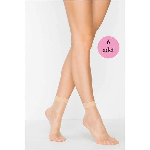 6 Adet Fit 15 Soket Ince Parlak Kısa Çorap Açık Ten ürün görseli