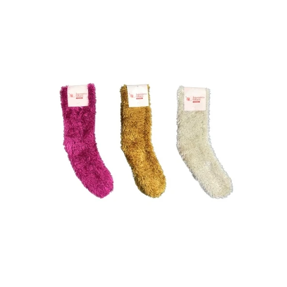 3 Adet Dikişsiz Tüylü Sıcak Tutan Ev Çorabı ürün görseli