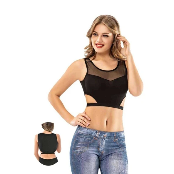 Kota 6 Adet Dantelli Çapraz İpli Tül Model Büstiyer - 4