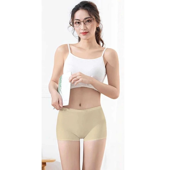 6 Adet Kadın Dikişsiz Görünmez İz Yapmaz Mini Şort Boxer Siyah Beyaz Ten - Resim 3