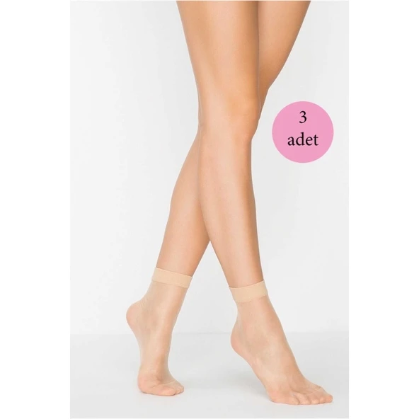 3 Adet Fit 15 Soket Ince Parlak Kısa Çorap Açık Ten ürün görseli