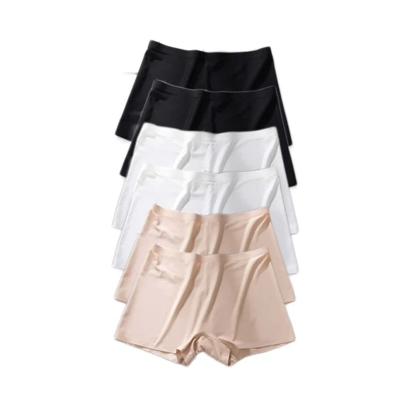 6 Adet Kadın Dikişsiz Görünmez İz Yapmaz Mini Şort Boxer Siyah Beyaz Ten - Resim 2