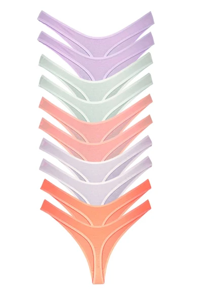 10 Adet Pamuklu Kadın Klasik Tanga Soft Renkler - Resim 4