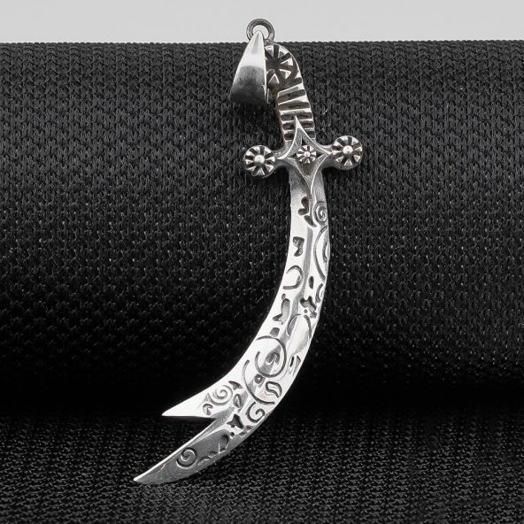 İşlemeli Zülfikar Kılıç 925 Ayar Gümüş Kolye Ucu ürün görseli 1