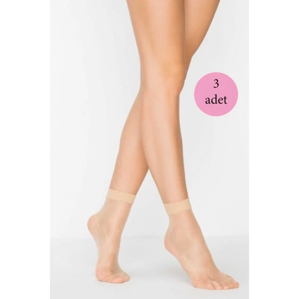 3 Adet Kadın Ten Süper 15 Mat Soket Çorap Açık Ten ürün görseli